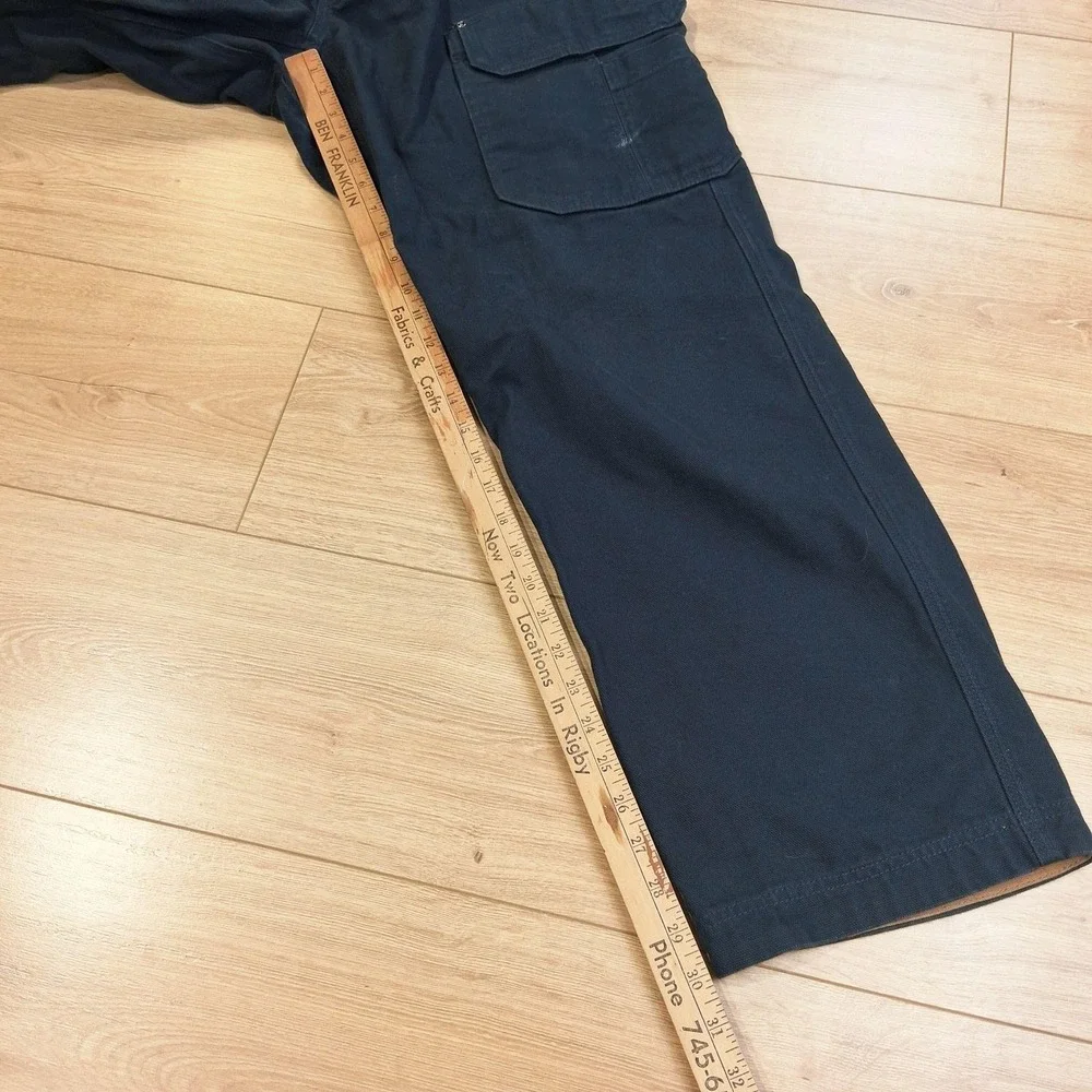 Duluth Trading Fire Hose Pants Mens 38x32 Blue Cargo Canvas Relaxed Work Utility